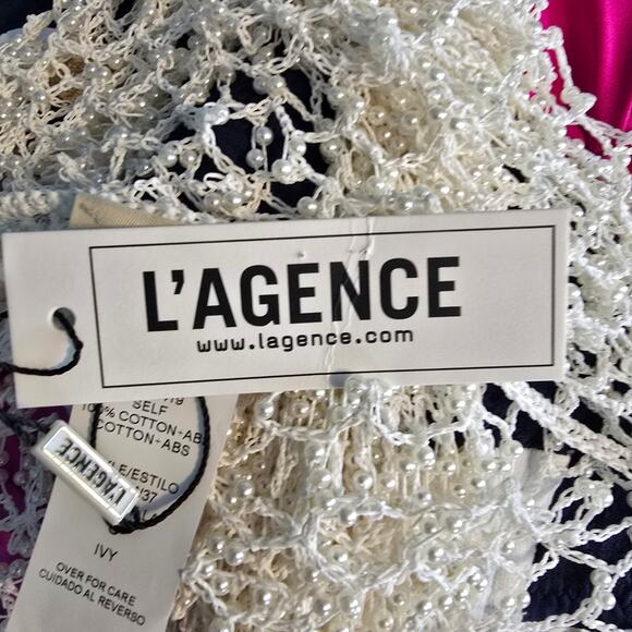 L'Agence Angela Crochet Mesh Cover Up Dress Pearl Fringe Small NEW - Picture 4 of 9